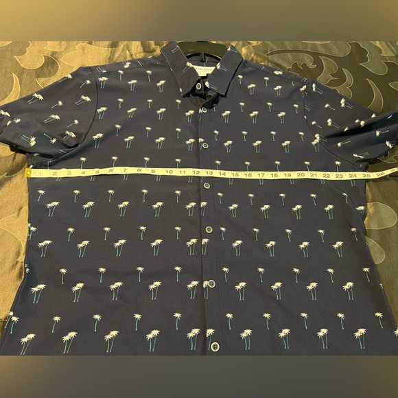 Mizzen+Main Performance Navy Short-Sleeve Button-Up Palm Tree Print Men’s XL - Picture 3 of 10